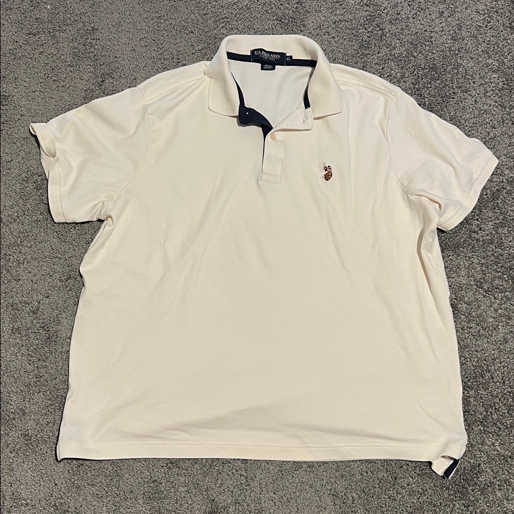 Mens XL US. Polo Assn. White Polo Shirt with Navy Trim
